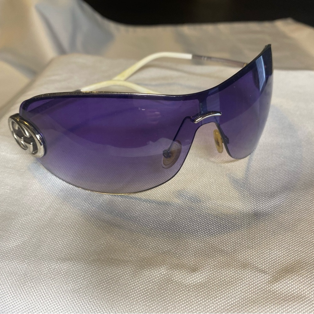 Vintage Gucci Purple Sunglasses with Silver Accents